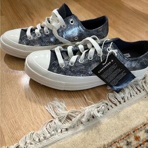 Converse Metallic Silver and White Low-Tops